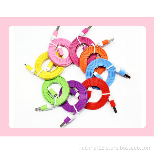 mobile phone colorful flat usb data cable